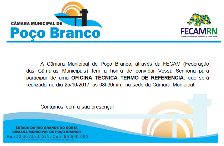 CONVITE - OFICINA TÃ‰CNICA TERMO DE REFERENCIA, FECAMRN