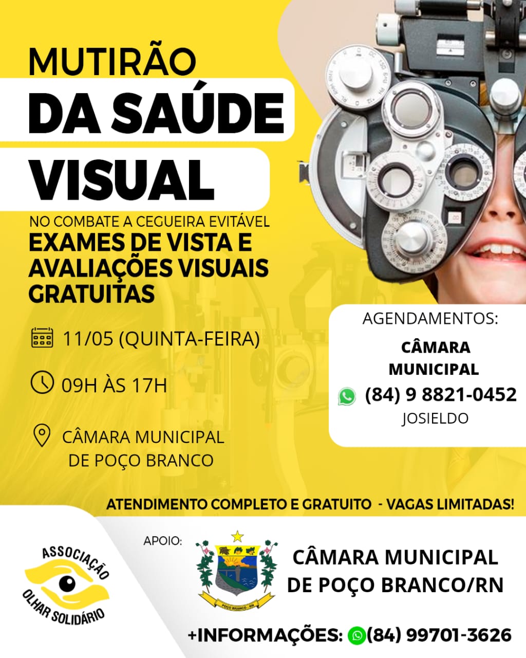 Primeiro MUTIRÃO DA SAÚDE VISUAL em Poço Branco